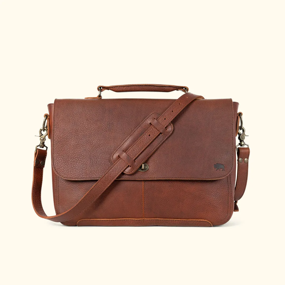 Ryder Reserve Bison Leather Laptop Messenger Bag | Brown