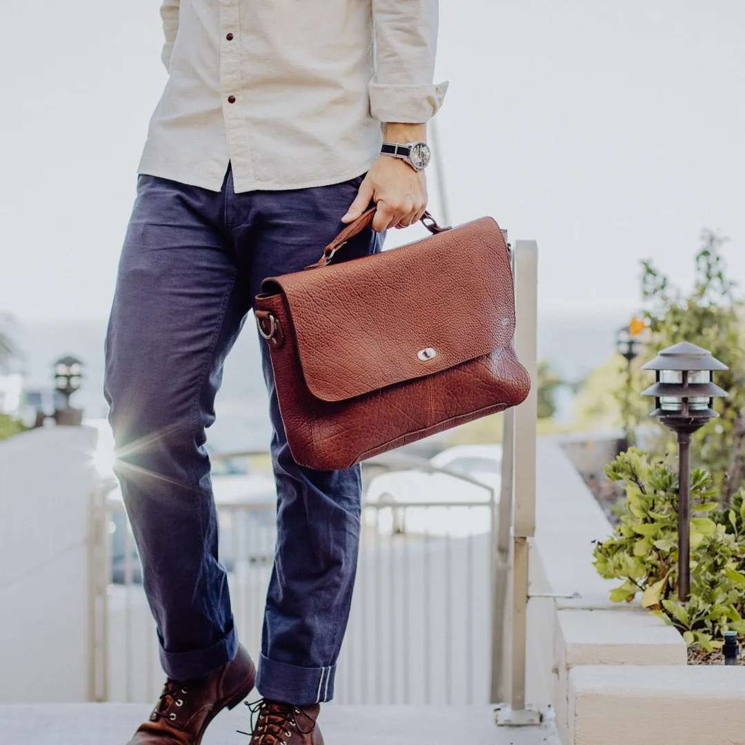 Ryder Reserve Bison Leather Laptop Messenger Bag | Brown