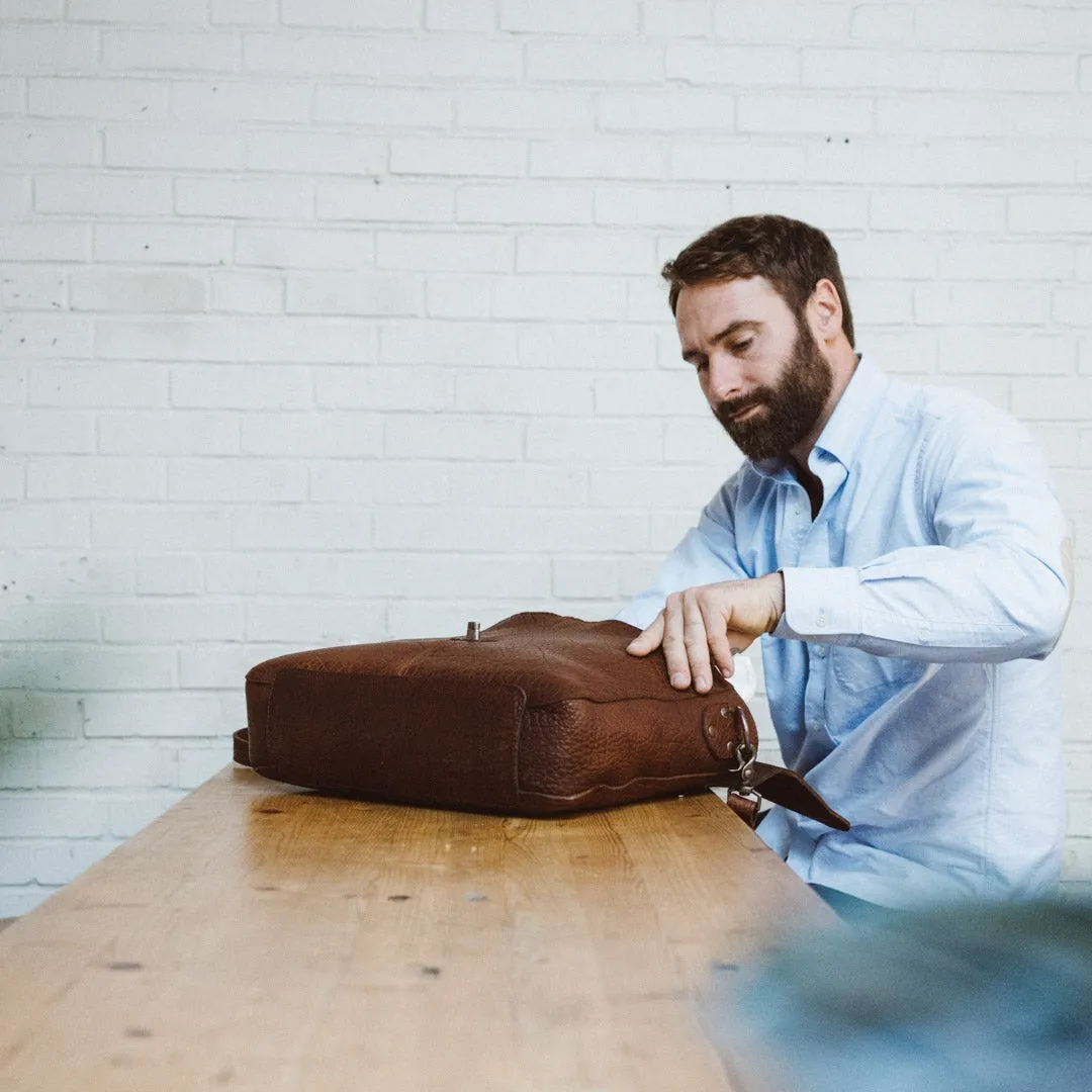 Ryder Reserve Bison Leather Laptop Messenger Bag | Brown