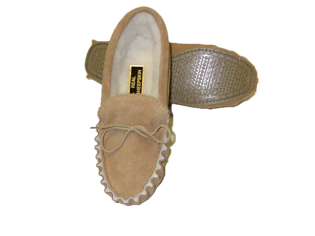 Sheepskin Lined Moccasin with Hard Sole | Shelley