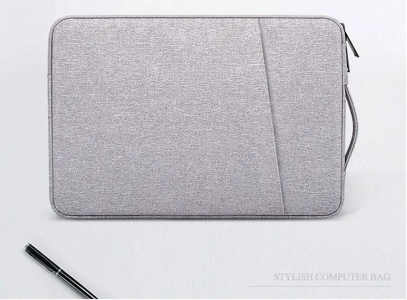 Sleek And Stylish Slant Zipper Designed Laptop Sleeve-Ash