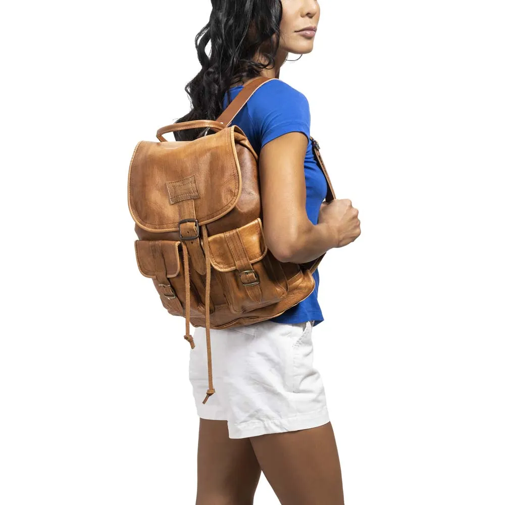 Soft Leather Drawstring Backpack | Brown