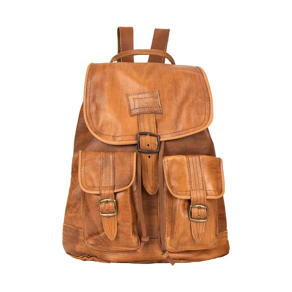 Soft Leather Drawstring Backpack | Brown