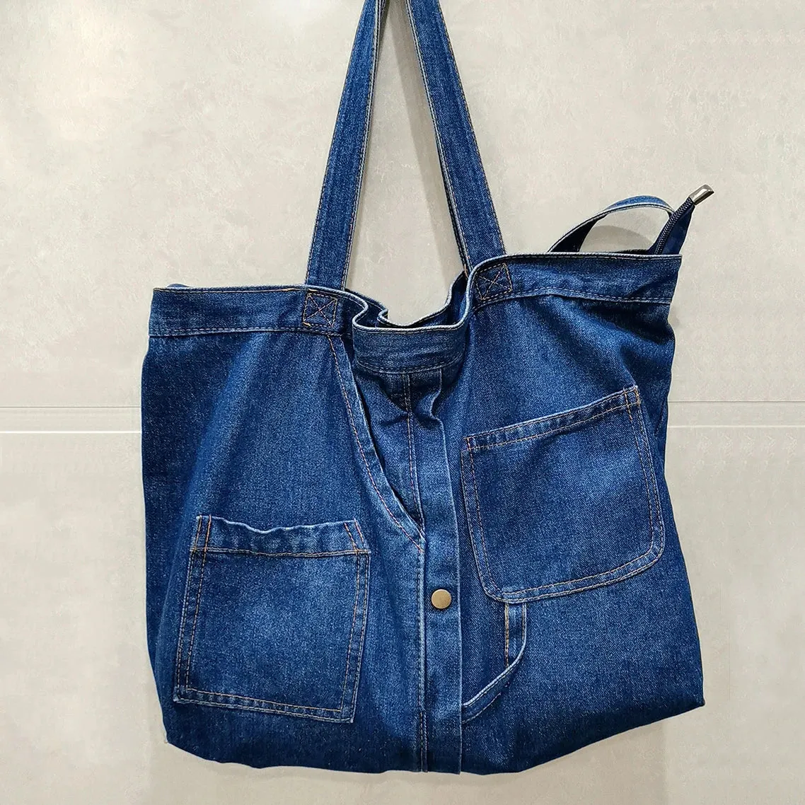 Sohiwoo Denim Shoulder Bags for Women Casual Jeans Bags Designer Tote Crosbody Luxury Handbags Denim Shopping Bag Bolsos Para Mujer