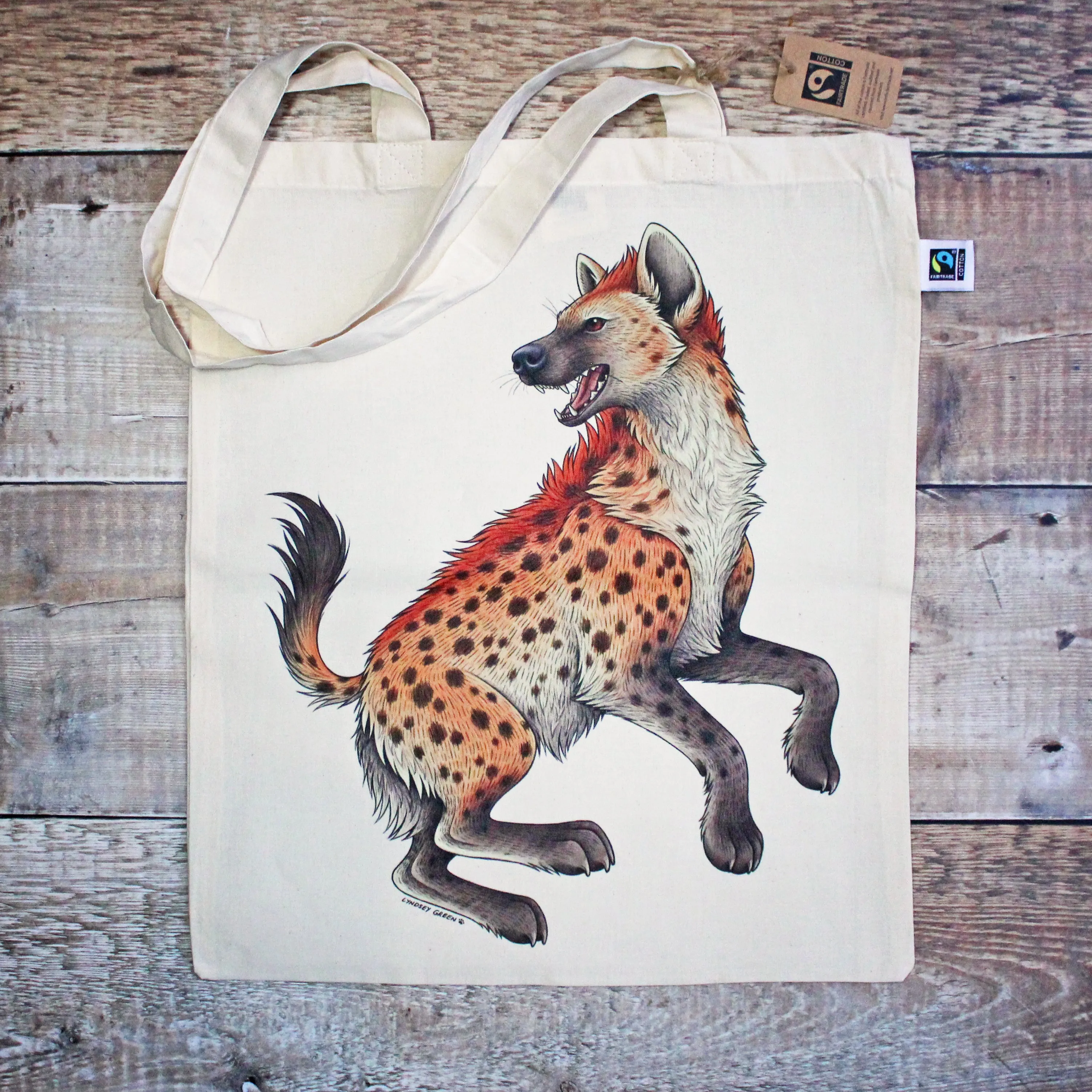 Spotted Hyena Tote Bag ~ Organic & Fairtrade Cotton