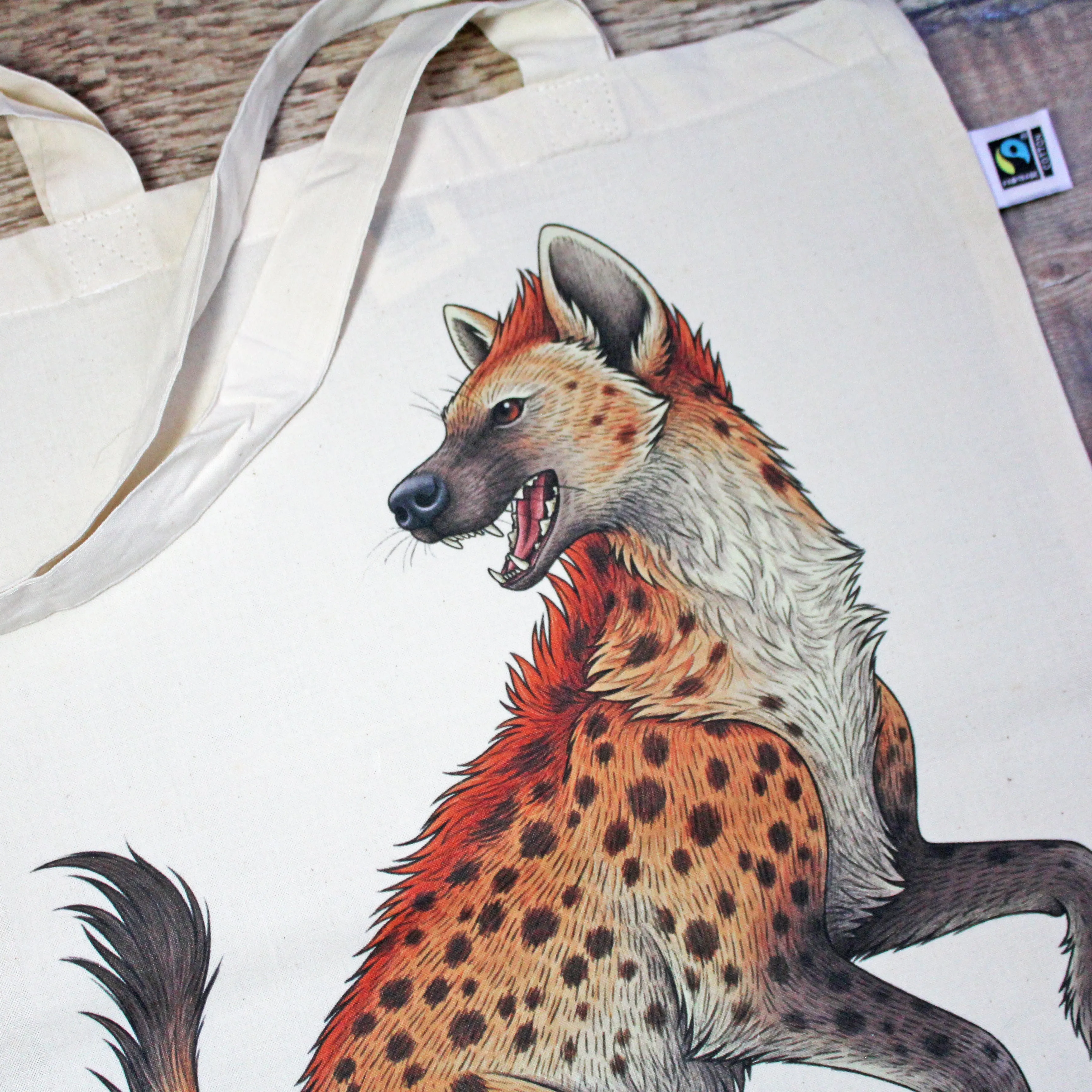 Spotted Hyena Tote Bag ~ Organic & Fairtrade Cotton