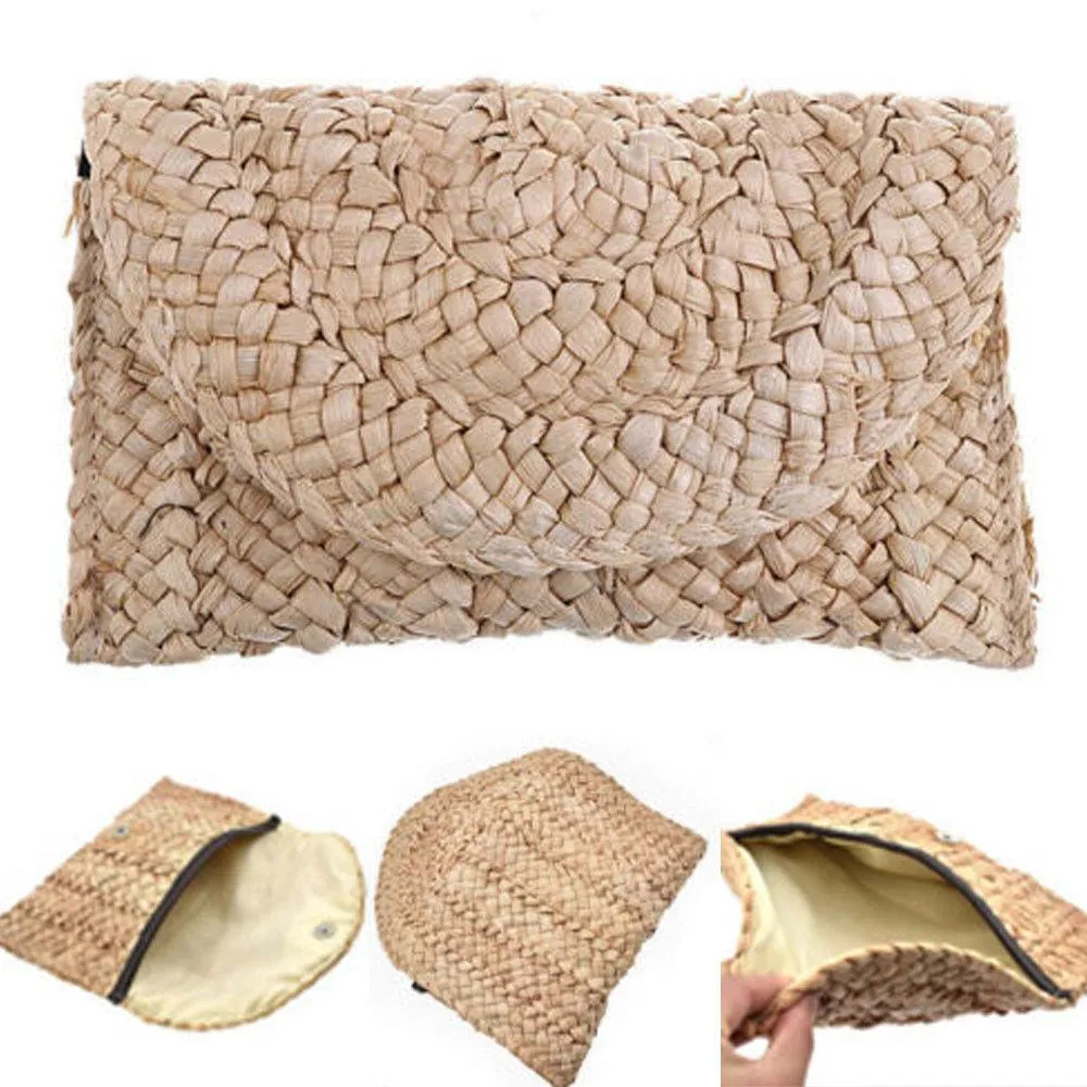 Stylish Casual Ladies' Straw Clutch