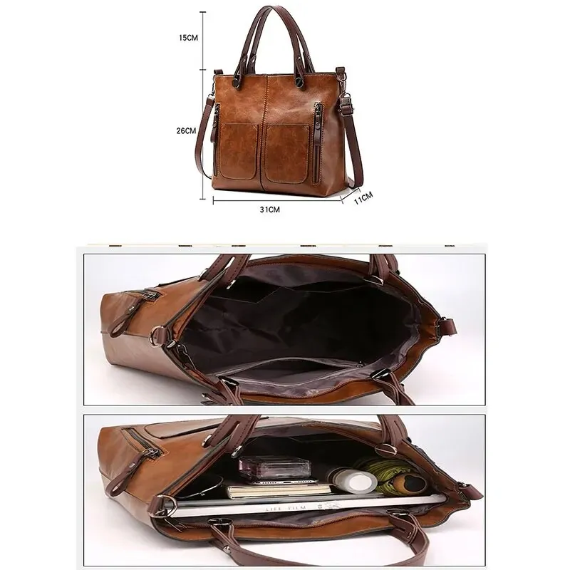 Stylish Casual Tote Leather Handbag for Women