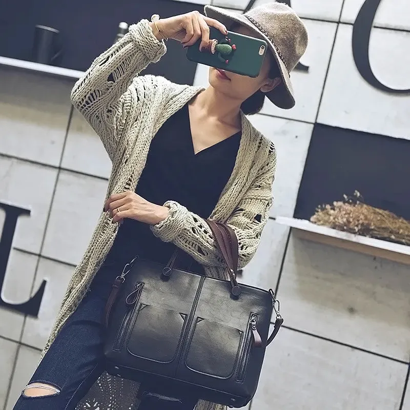 Stylish Casual Tote Leather Handbag for Women