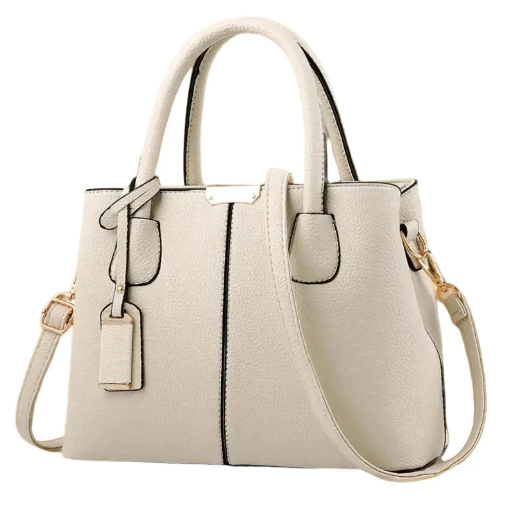 Stylish Leather Handbag with Adjustable Strap  - 7 Colours