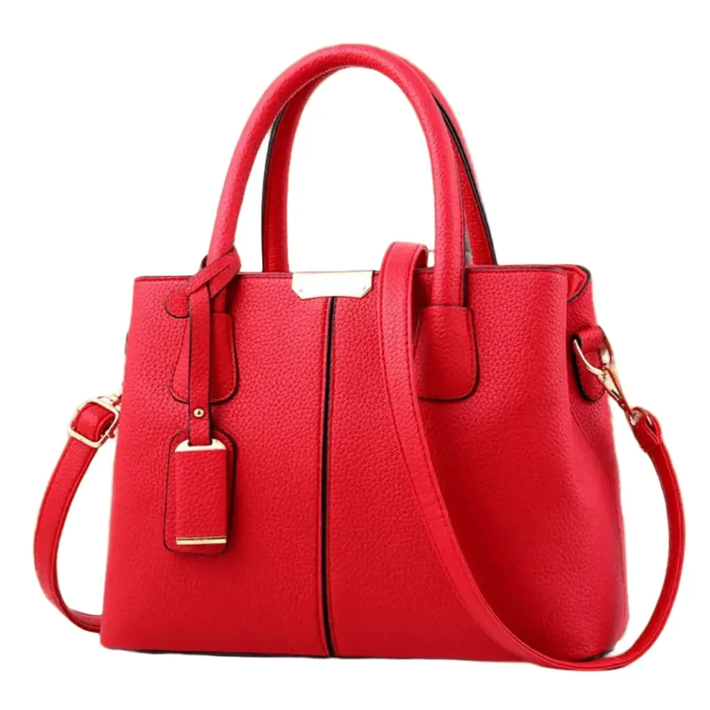 Stylish Leather Handbag with Adjustable Strap  - 7 Colours