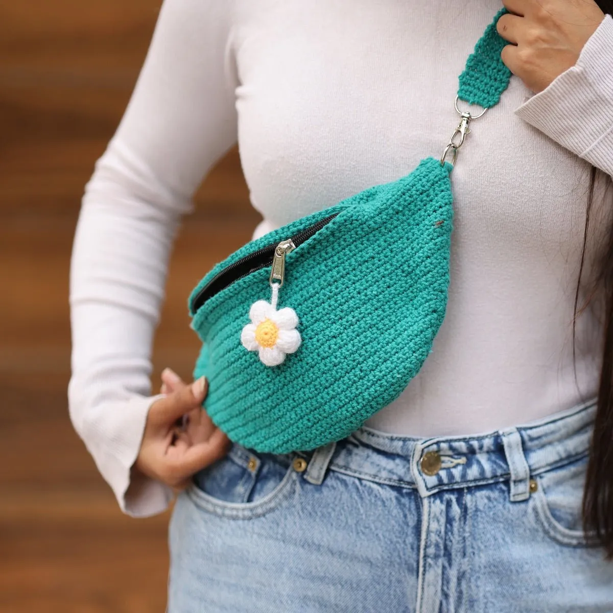 Teal Crochet Fanny Pack Bag