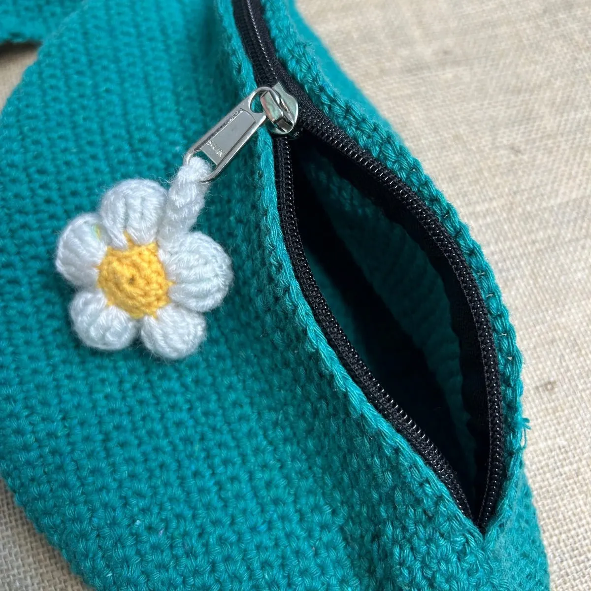 Teal Crochet Fanny Pack Bag