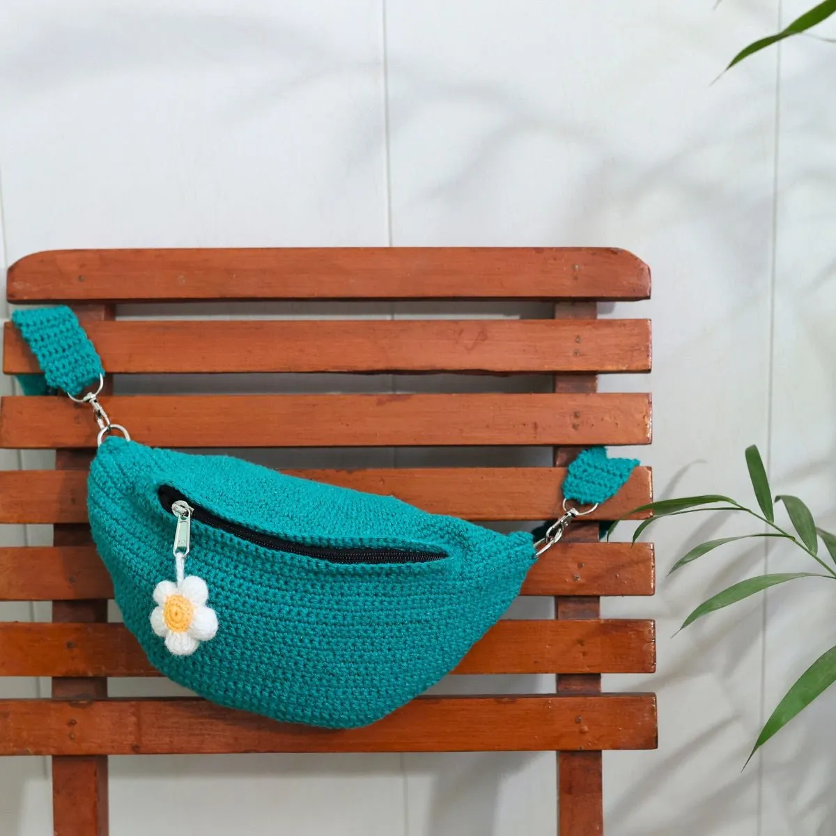 Teal Crochet Fanny Pack Bag