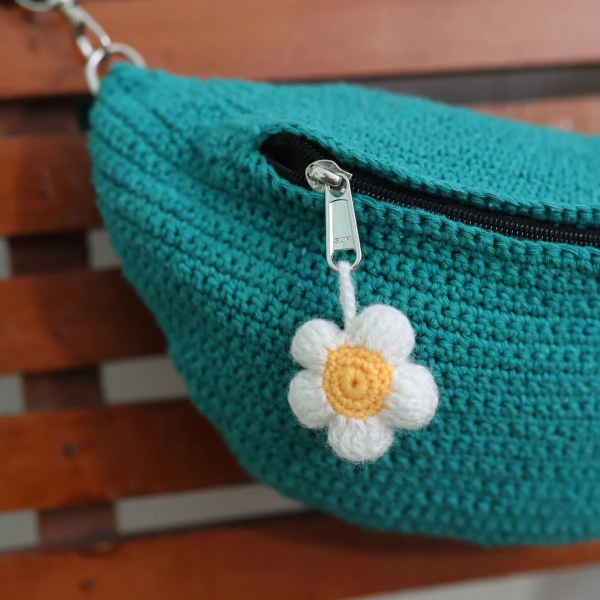 Teal Crochet Fanny Pack Bag