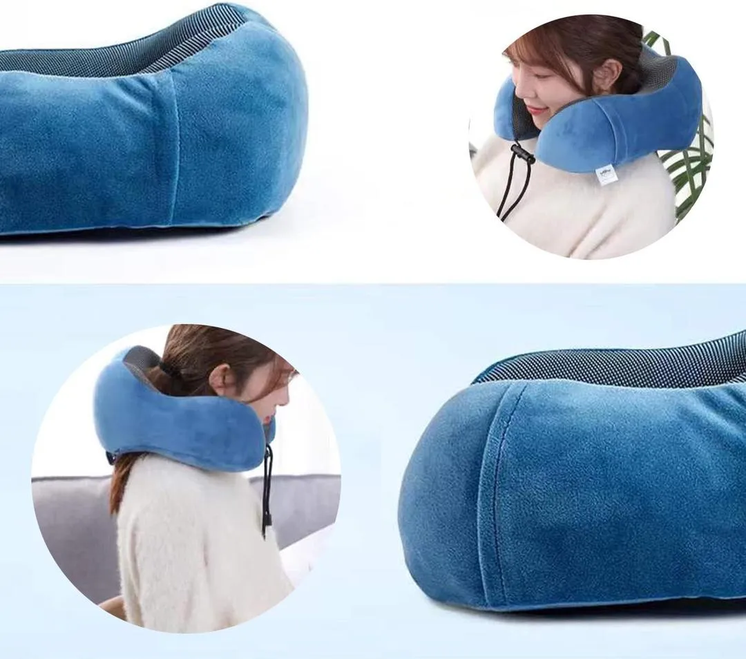 Travel Neck Pillow Memory Foam, Perfect for Car and Airplane Travel - 30 x 24cm