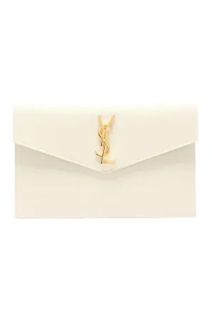 Uptown YSL-plaque Grained-leather Clutch