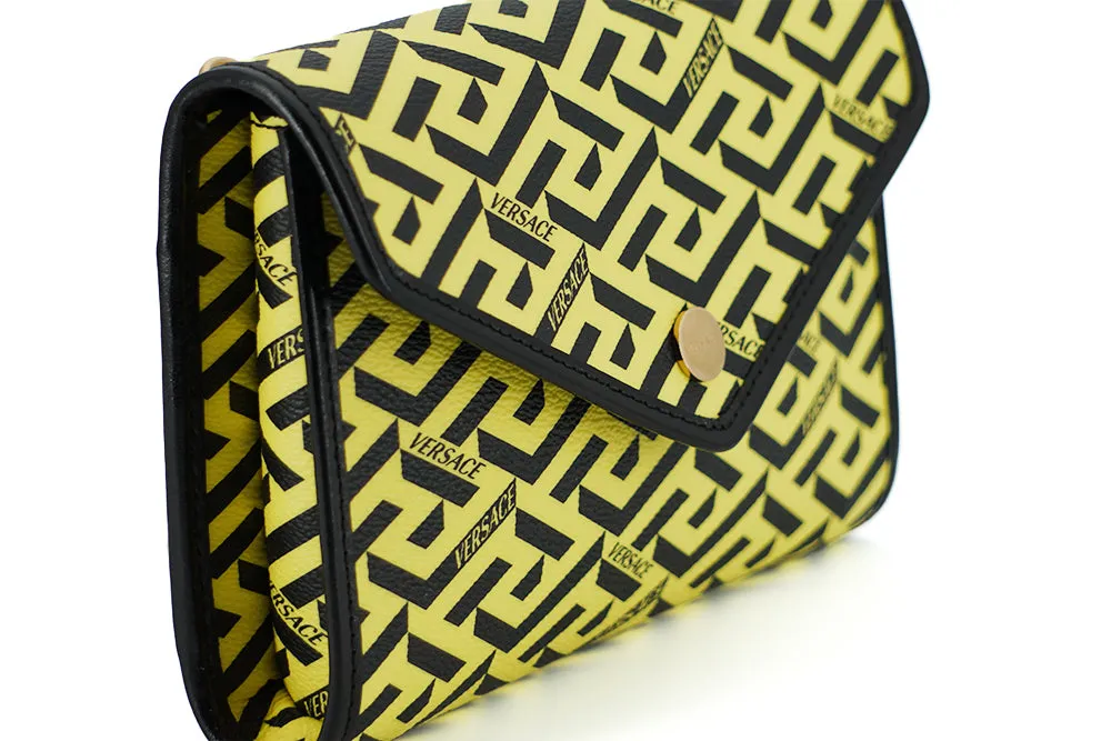 Versace Radiant Yellow Canvas-Leather Pouch Shoulder Bag