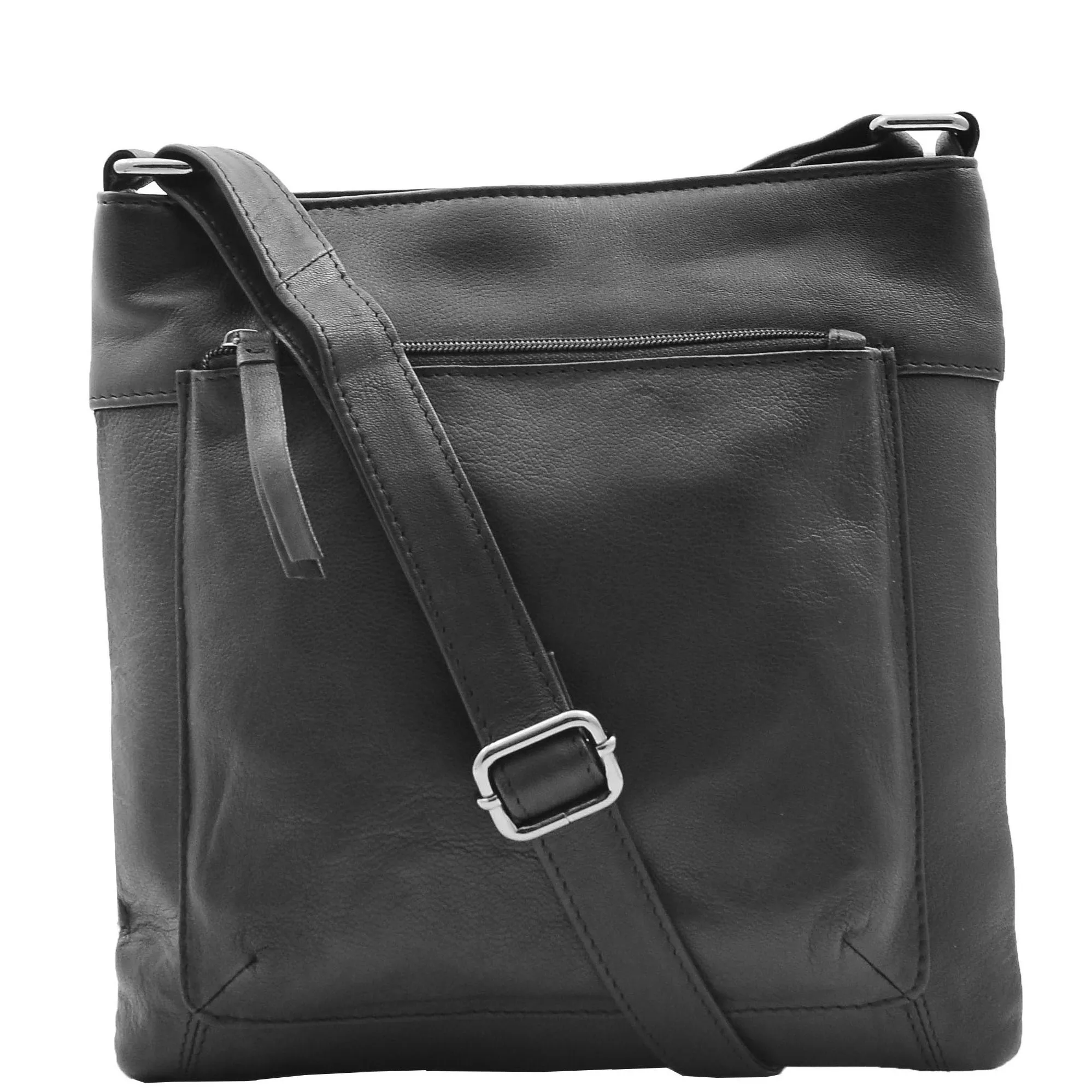 Womens Genuine Soft Leather Crossbody Messenger Casual Bag Ida Black