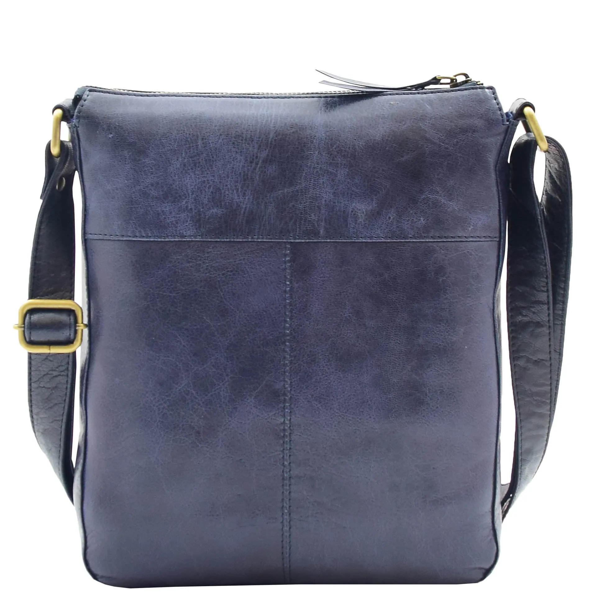 Womens Genuine Soft Vintage Leather Crossbody Messenger Bag Jill Navy