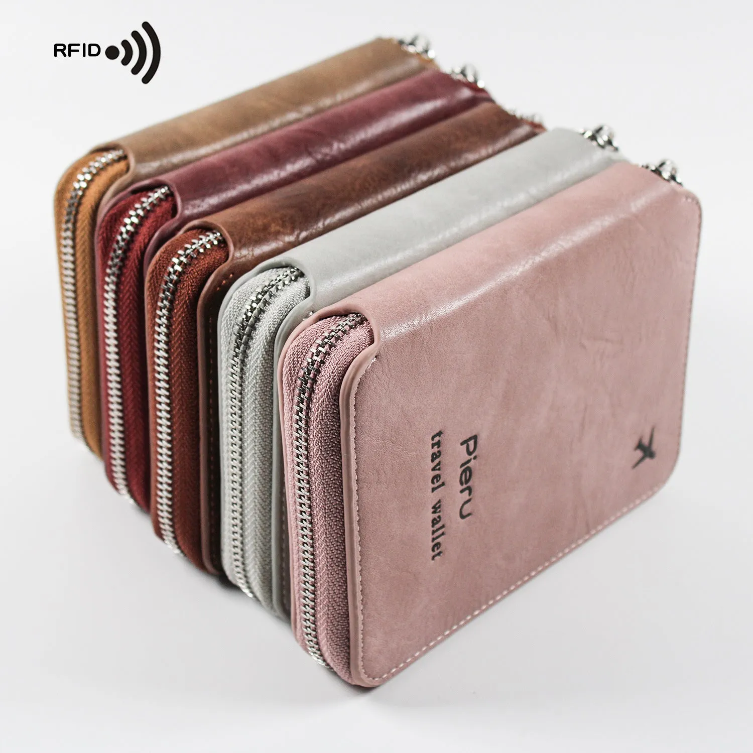 Zipper Passport Holder Multi-functional RFID Anti-theft Swiping Outbound Travel Storage Bag